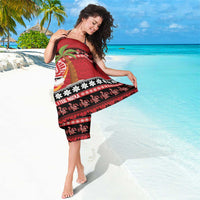 French Polynesia Christmas Sarong Tiare Chilling Santa Oaoa I teie Noera - Polynesian Pride