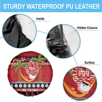 French Polynesia Christmas Spare Tire Cover Tiare Chilling Santa Oaoa I teie Noera - Polynesian Pride