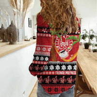 French Polynesia Christmas Women Casual Shirt Tiare Chilling Santa Oaoa I teie Noera LT14 - Polynesian Pride