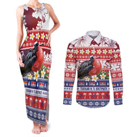 Kiribati Christmas Couples Matching Tank Maxi Dress and Long Sleeve Button Shirt Frigatebird Santa Tekeraoi n te Kiritimati LT14 Red - Polynesian Pride