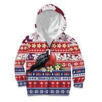 Kiribati Christmas Kid Hoodie Frigatebird Santa Tekeraoi n te Kiritimati LT14 Zip Hoodie Red - Polynesian Pride