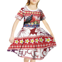 Kiribati Christmas Kid Short Sleeve Dress Frigatebird Santa Tekeraoi n te Kiritimati LT14 - Polynesian Pride