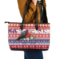Kiribati Christmas Leather Tote Bag Frigatebird Santa Tekeraoi n te Kiritimati LT14 - Polynesian Pride