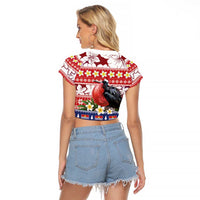 Kiribati Christmas Raglan Cropped T Shirt Frigatebird Santa Tekeraoi n te Kiritimati LT14 - Polynesian Pride