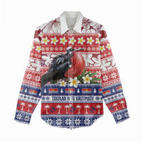 Kiribati Christmas Women Casual Shirt Frigatebird Santa Tekeraoi n te Kiritimati LT14 - Polynesian Pride