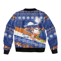 Marshall Islands Christmas Bomber Jacket Beachy Santa Monono ilo raaneoan Nejin LT14 - Polynesian Pride