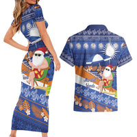 Marshall Islands Christmas Couples Matching Short Sleeve Bodycon Dress and Hawaiian Shirt Beachy Santa Monono ilo raaneoan Nejin LT14 - Polynesian Pride