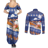 Marshall Islands Christmas Couples Matching Summer Maxi Dress and Long Sleeve Button Shirt Beachy Santa Monono ilo raaneoan Nejin LT14 - Polynesian Pride