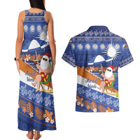 Marshall Islands Christmas Couples Matching Tank Maxi Dress and Hawaiian Shirt Beachy Santa Monono ilo raaneoan Nejin LT14 - Polynesian Pride