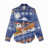 Marshall Islands Christmas Women Casual Shirt Beachy Santa Monono ilo raaneoan Nejin LT14 - Polynesian Pride