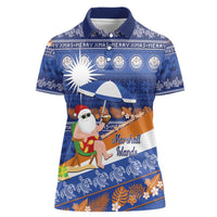 Marshall Islands Christmas Women Polo Shirt Beachy Santa Monono ilo raaneoan Nejin - Polynesian Pride