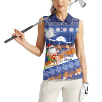 Marshall Islands Christmas Women Sleeveless Polo Shirt Beachy Santa Monono ilo raaneoan Nejin LT14 - Polynesian Pride
