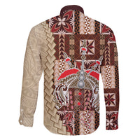 Samoa Tapau Family Matching Off Shoulder Maxi Dress and Hawaiian Shirt Samoan Siapo Pattern LT14 - Polynesian Pride