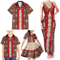 Samoa Siapo Family Matching Tank Maxi Dress and Hawaiian Shirt Tapa Pattern Mix Ula Fala Hibiscus LT14 - Polynesian Pride