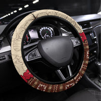 Samoa Siapo Steering Wheel Cover Tapa Pattern Mix Ula Fala Hibiscus