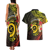 Vanuatu Christmas Couples Matching Tank Maxi Dress and Hawaiian Shirt Vanuatuan Pig Tusk - Meri Krismas! LT14 - Polynesian Pride