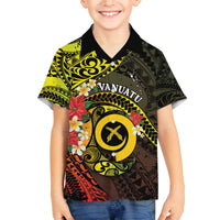Vanuatu Christmas Family Matching Off The Shoulder Long Sleeve Dress and Hawaiian Shirt Vanuatuan Pig Tusk - Meri Krismas! LT14 Son's Shirt Black - Polynesian Pride