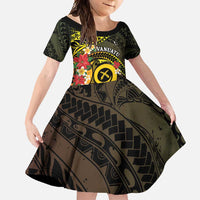 Vanuatu Christmas Family Matching Off Shoulder Maxi Dress and Hawaiian Shirt Vanuatuan Pig Tusk - Meri Krismas! LT14 Daughter's Dress Black - Polynesian Pride