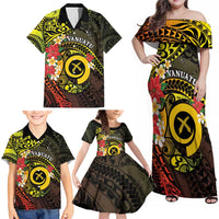 Vanuatu Christmas Family Matching Off Shoulder Maxi Dress and Hawaiian Shirt Vanuatuan Pig Tusk - Meri Krismas! LT14 - Polynesian Pride