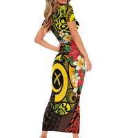Vanuatu Christmas Family Matching Short Sleeve Bodycon Dress and Hawaiian Shirt Vanuatuan Pig Tusk - Meri Krismas! LT14 - Polynesian Pride