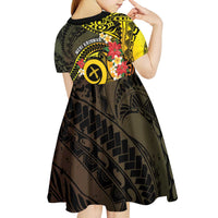 Vanuatu Christmas Kid Short Sleeve Dress Vanuatuan Pig Tusk - Meri Krismas! LT14 - Polynesian Pride