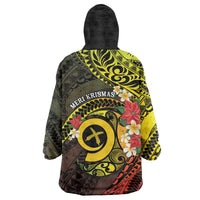 Vanuatu Christmas Wearable Blanket Hoodie Vanuatuan Pig Tusk - Meri Krismas! LT14 - Polynesian Pride