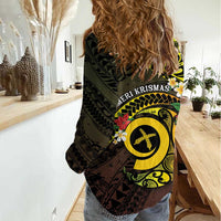 Vanuatu Christmas Women Casual Shirt Vanuatuan Pig Tusk - Meri Krismas! LT14 - Polynesian Pride