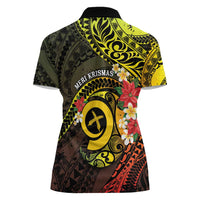 Vanuatu Christmas Women Polo Shirt Vanuatuan Pig Tusk - Meri Krismas! LT14 - Polynesian Pride