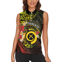 Vanuatu Christmas Women Sleeveless Polo Shirt Vanuatuan Pig Tusk - Meri Krismas! LT14 - Polynesian Pride