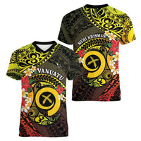 Vanuatu Christmas Women V-Neck T-Shirt Vanuatuan Pig Tusk - Meri Krismas! LT14 - Polynesian Pride