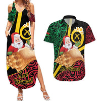 Vanuatu Christmas Couples Matching Summer Maxi Dress and Hawaiian Shirt Vanuatuan Conch Shell - Meri Krismas! LT14 Black - Polynesian Pride