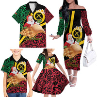 Vanuatu Christmas Family Matching Off The Shoulder Long Sleeve Dress and Hawaiian Shirt Vanuatuan Conch Shell - Meri Krismas! LT14 - Polynesian Pride