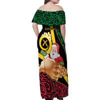 Vanuatu Christmas Family Matching Off Shoulder Maxi Dress and Hawaiian Shirt Vanuatuan Conch Shell - Meri Krismas! LT14 - Polynesian Pride