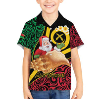 Vanuatu Christmas Family Matching Summer Maxi Dress and Hawaiian Shirt Vanuatuan Conch Shell - Meri Krismas! LT14 Son's Shirt Black - Polynesian Pride