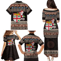 Fiji Christmas Family Matching Puletasi and Hawaiian Shirt Fijian Masi Marau na Kerisimasi! - Brown LT14 - Polynesian Pride