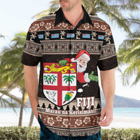 Fiji Christmas Hawaiian Shirt Fijian Masi Marau na Kerisimasi! - Brown LT14 - Polynesian Pride
