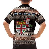 Fiji Christmas Hawaiian Shirt Fijian Masi Marau na Kerisimasi! - Brown LT14 - Polynesian Pride