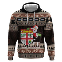 Fiji Christmas Hoodie Fijian Masi Marau na Kerisimasi! - Brown LT14 Pullover Hoodie Brown - Polynesian Pride