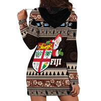 Fiji Christmas Hoodie Dress Fijian Masi Marau na Kerisimasi! - Brown LT14 - Polynesian Pride