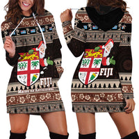 Fiji Christmas Hoodie Dress Fijian Masi Marau na Kerisimasi! - Brown LT14 - Polynesian Pride
