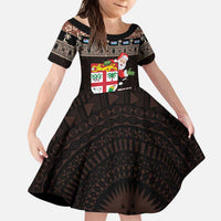 Fiji Christmas Kid Short Sleeve Dress Fijian Masi Marau na Kerisimasi! - Brown LT14 KID Brown - Polynesian Pride