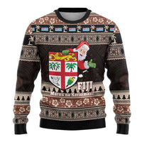 Fiji Christmas Ugly Christmas Sweater Fijian Masi Marau na Kerisimasi! - Brown LT14 - Polynesian Pride
