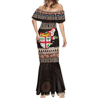 Fiji Christmas Mermaid Dress Fijian Masi Marau na Kerisimasi! - Brown LT14 - Polynesian Pride