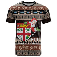Fiji Christmas T Shirt Fijian Masi Marau na Kerisimasi! - Brown LT14 Brown - Polynesian Pride