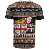 Fiji Christmas T Shirt Fijian Masi Marau na Kerisimasi! - Brown LT14 - Polynesian Pride
