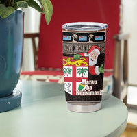 Fiji Christmas Tumbler Cup Fijian Masi Marau na Kerisimasi! - Brown LT14 - Polynesian Pride