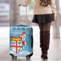 Fiji Christmas Luggage Cover Fijian Masi Marau na Kerisimasi! - Blue LT14 - Polynesian Pride