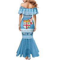 Fiji Christmas Mermaid Dress Fijian Masi Marau na Kerisimasi! - Blue LT14 - Polynesian Pride