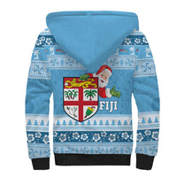 Fiji Christmas Sherpa Hoodie Fijian Masi Marau na Kerisimasi! - Blue LT14 - Polynesian Pride