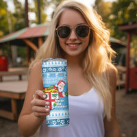 Fiji Christmas Skinny Tumbler Fijian Masi Marau na Kerisimasi! - Blue LT14 - Polynesian Pride